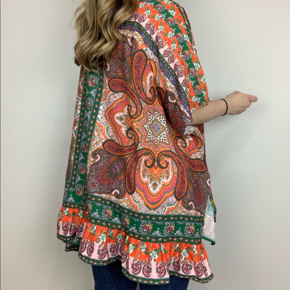 Garden Party Kimono Umgee Floral Print Orange - Picture 4 of 8